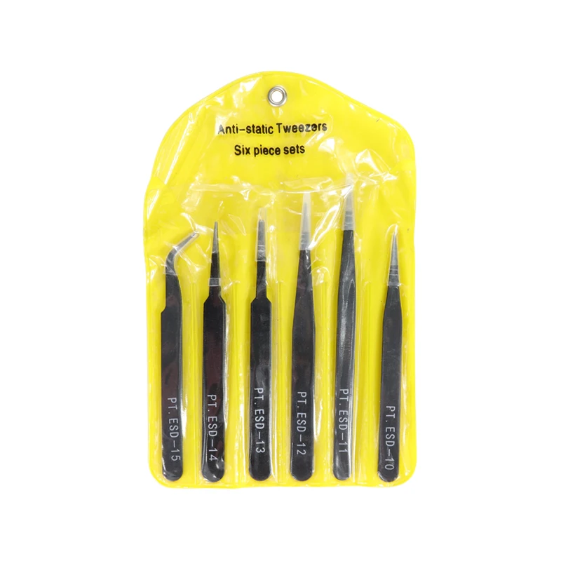 

XCAN 6pcs Anti-Static Tweezer Set Stainless Steel Maintenance Repair Tool Kit Anti Static Model Making Tool Hand Tool Set