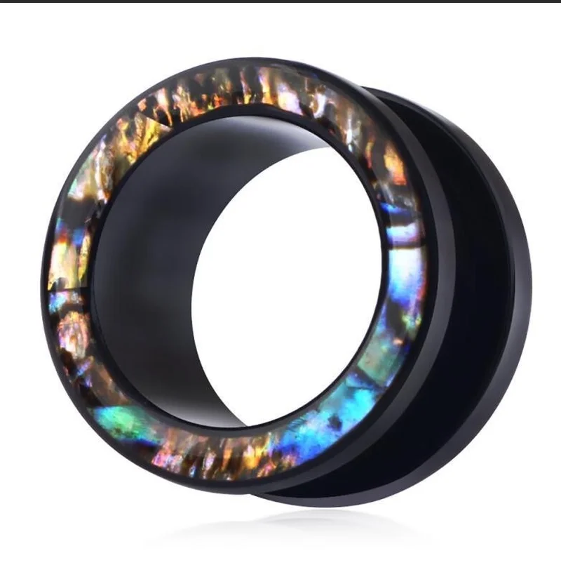 

Punk Acrylic Ear Tunnel Plugs Shellhard Abalone Shell Wood Ear Gauges Plugs Body Piercing Jewelry Ear Expander 6mm -18mm