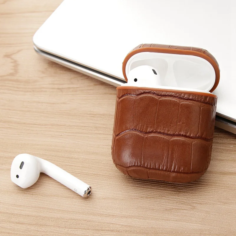 02 Для Apple Air Pods зарядная коробка защитный чехол Роскошный крокодиловый узор кожа Bluetooth беспроводные наушники чехол для AirPods - Цвет: 02