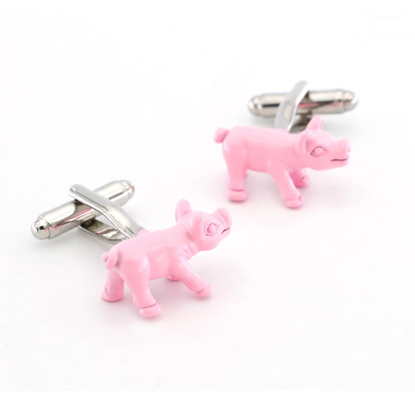 Запонки в виде свиньи для мужчин качественные запонки из латуни розового цвета с