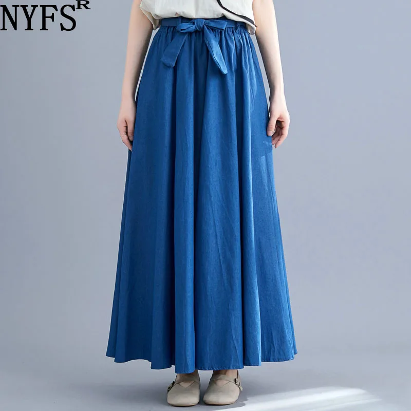 Женская винтажная шифоновая юбка NYFS однотонная длинная с бантом в богемном стиле