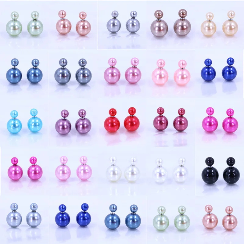 Хит продаж двухсторонние большие жемчужные серьги-гвоздики яркие цвета