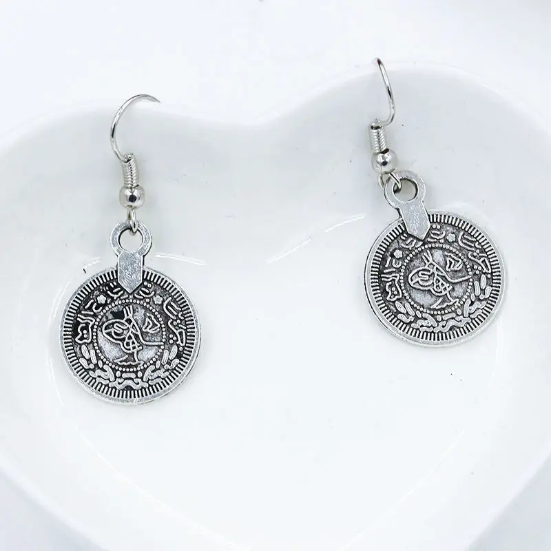 Retro Round Coin Gold Silver Drop Earrings For Women 2019 new | Украшения и аксессуары