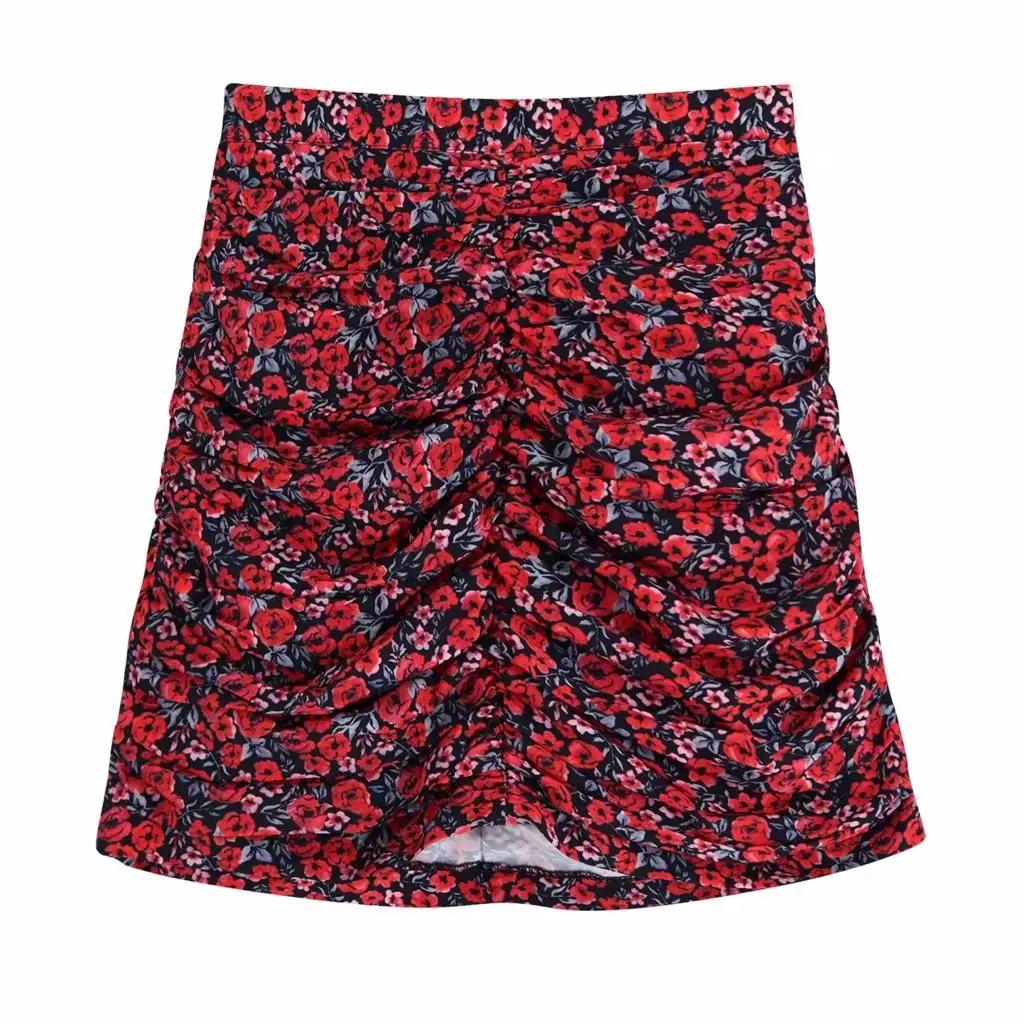 Женская юбка с цветочным принтом винтажная Сексуальная мини-юбка запахом и