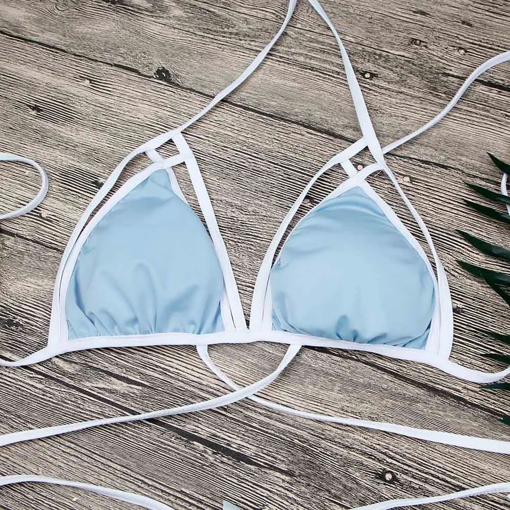 Соблазнительное однотонное бикини из двух предметов новинка 2020 купальные