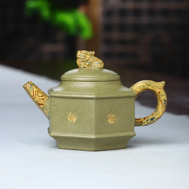 

Yixing, сырая руда, зеленая грязь, фиолетовый песок, горшок, Ручная шлифовка, китайский шестигранный чайник, бутиковый чайный набор