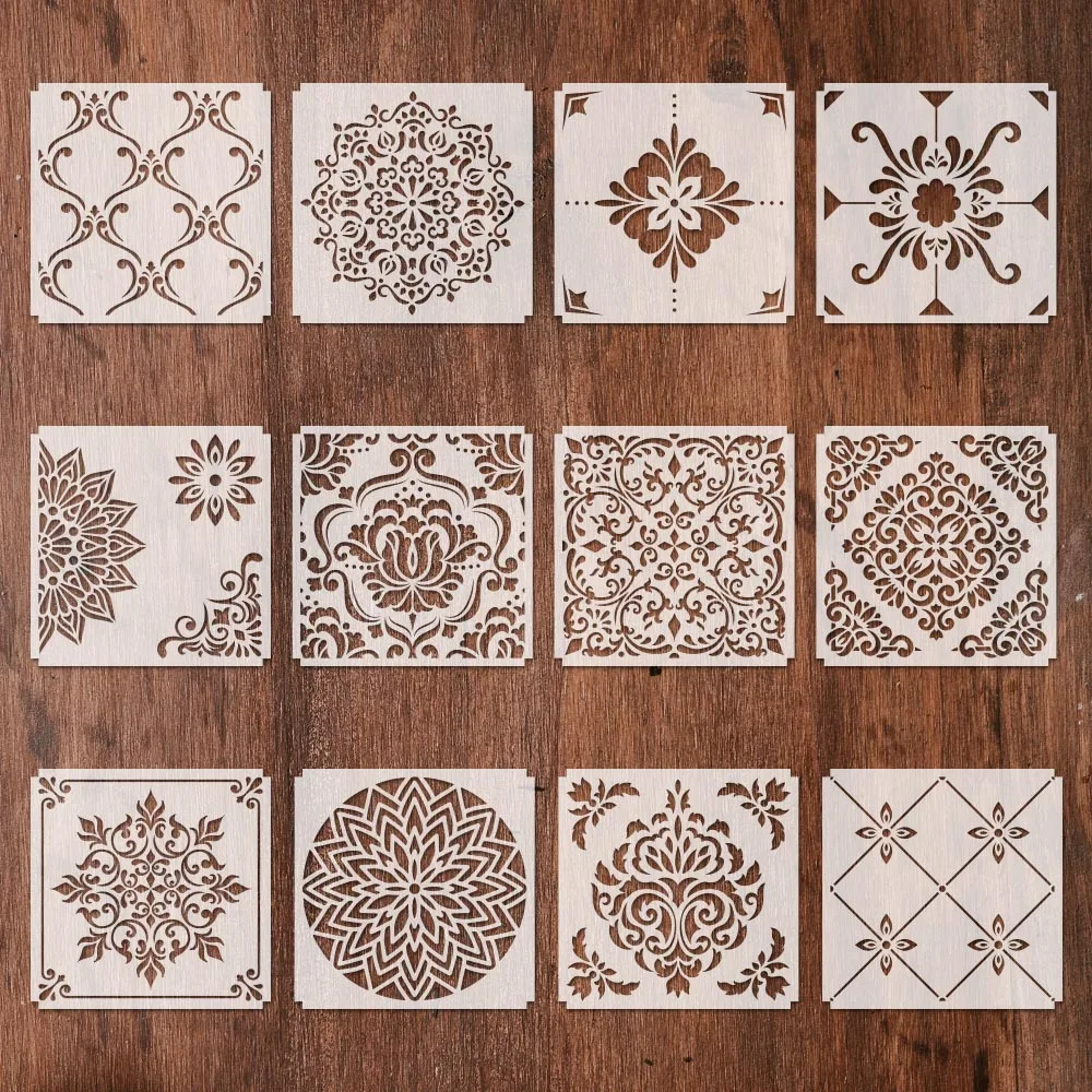 

12PCS Mandala Stencils DIY Home Decoration Drawing Laser Cut Template Wall Stencil Painting For Wood Tiles Fabric 2020 NEW ST02