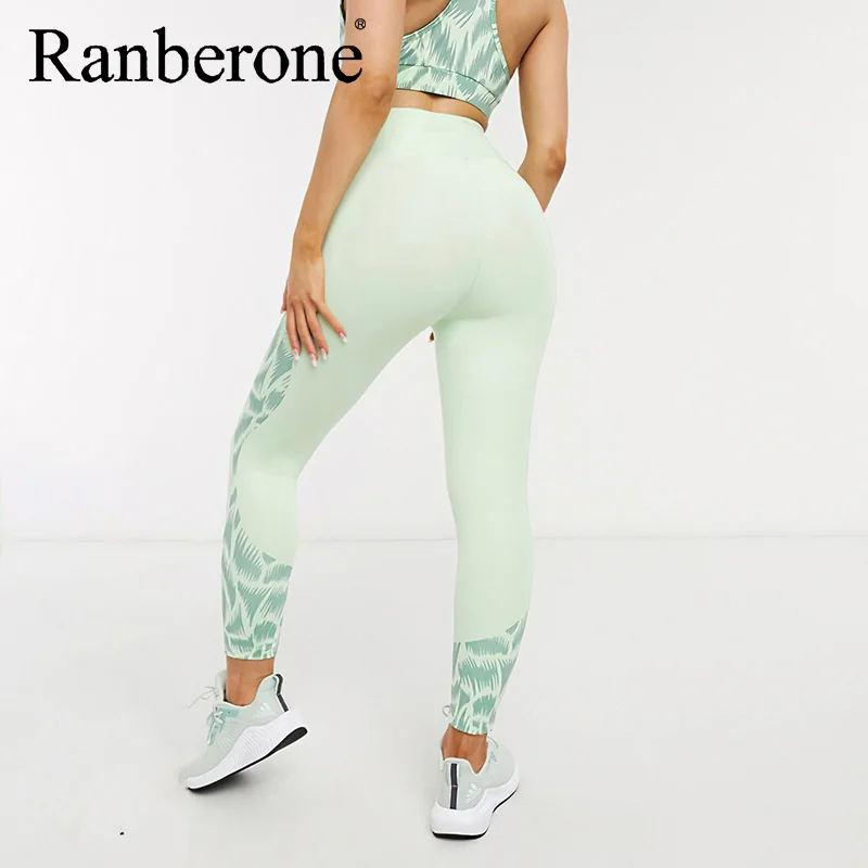 Ranberone 2021 Spring Summer New Tight Leopard Print Sports Fitness Yoga Suit Women Sport Bras + Gym Leggings Workout Suit 2Pces