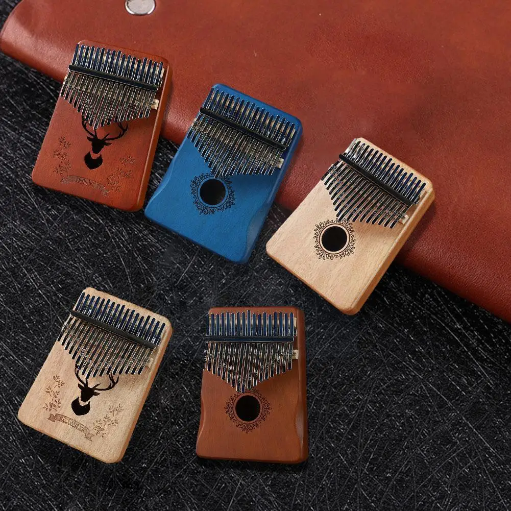 

Пианино для большого пальца калимба 17 клавиш Лось Букет резьба узор музыкальный удобный Рождественский подарок инструмент на День Благода...