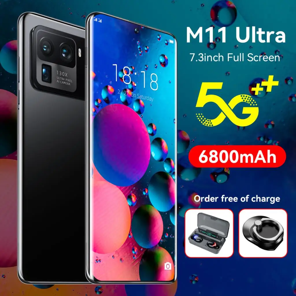 

M11 Ultra 16+1T Smartphone Android 6800mah Qualcomm Snapdragon 888 Deca Core Cell Phone 5G Dual Card Unlocked Cell Phones