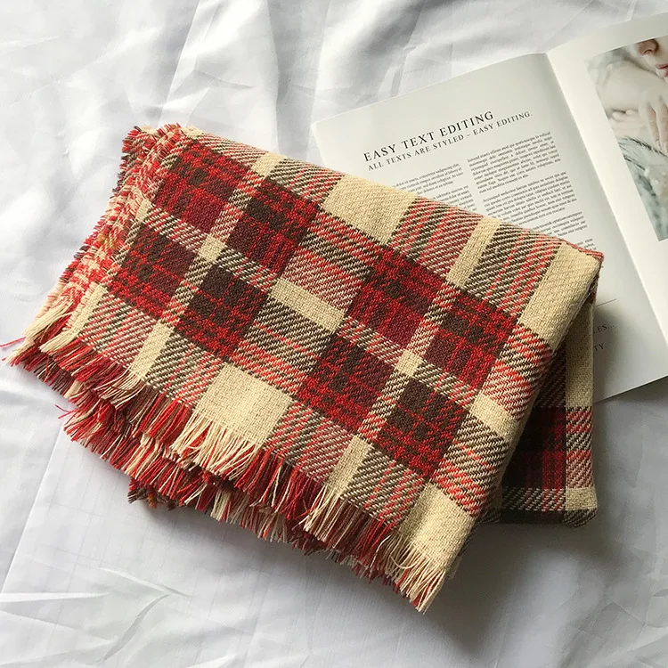 Double sided plaid scarf in2019 thousand bird plaids warm in autumn and winter Plaid shawl imitating cashmere couple |