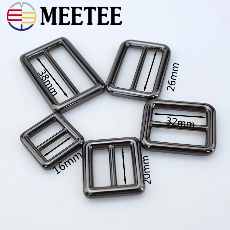 Комплект из 4 предметов Meetee 16/20/26/32/38/50 мм Тройная ползунок Отрегулируйте металлическими пряжками для рюкзак веб-ремень DIY сумка ремень кожаного изделия аксессуар