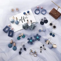 new fashion blue gray geometric earrings south korean girls statement earrings 2021 fashion temperament simple jewelry gift