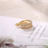 bohemian gold color simple inlaid zircon cuffs clip earrings for women party jewelry earrings daily wear accessories