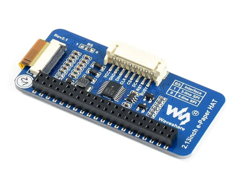 Waveshare 212x104 2 13 'E Ink display HAT для Raspberry Pi 2B/3B/Zero W трехцветный: красный черный белый.