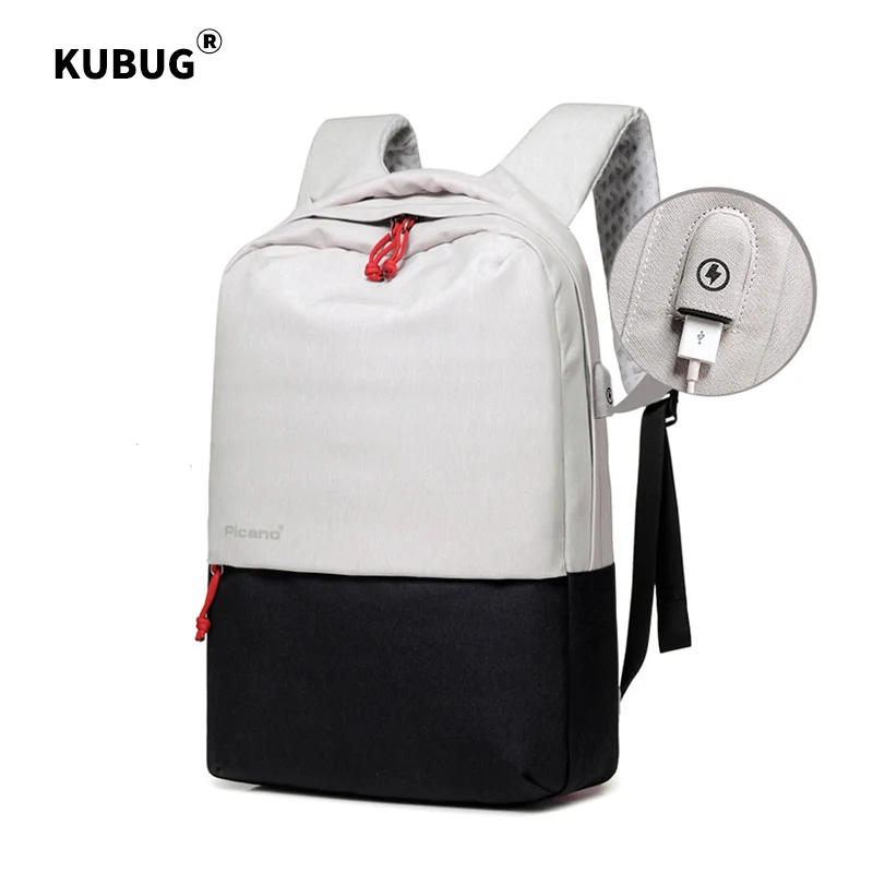 Школьные рюкзаки KUBUG, школьные ранцы для мальчиков и девочек, Подростковая USB зарядка для компьютера, противоугонная сумка для ноутбука, дорожная сумка - Цвет: Black with USB