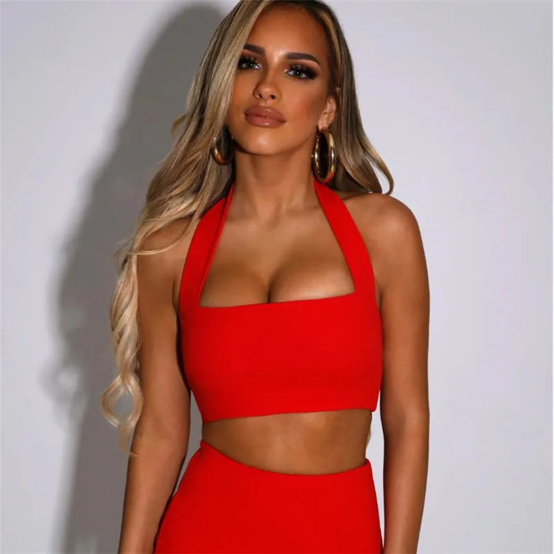 

2021 Casual Halter Low-cut Cropped Top Women Fashion Solid Color Vest Back Zipper Camisole Sexy Club Corset Summer