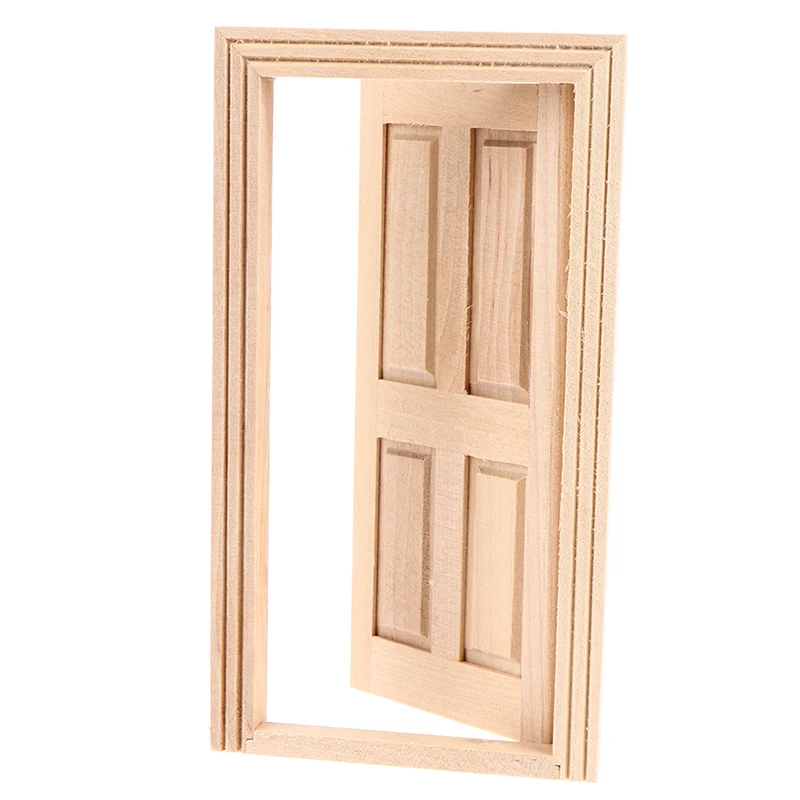 

1/12 Dollhouse Miniature Wood External Single Door Unpainted DIY Accessories