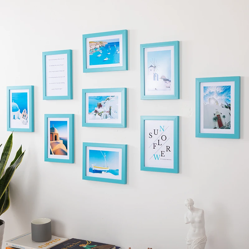 9 шт./компл. фоторамка настенные Гостиная украшения 7 дюймовая рамка для