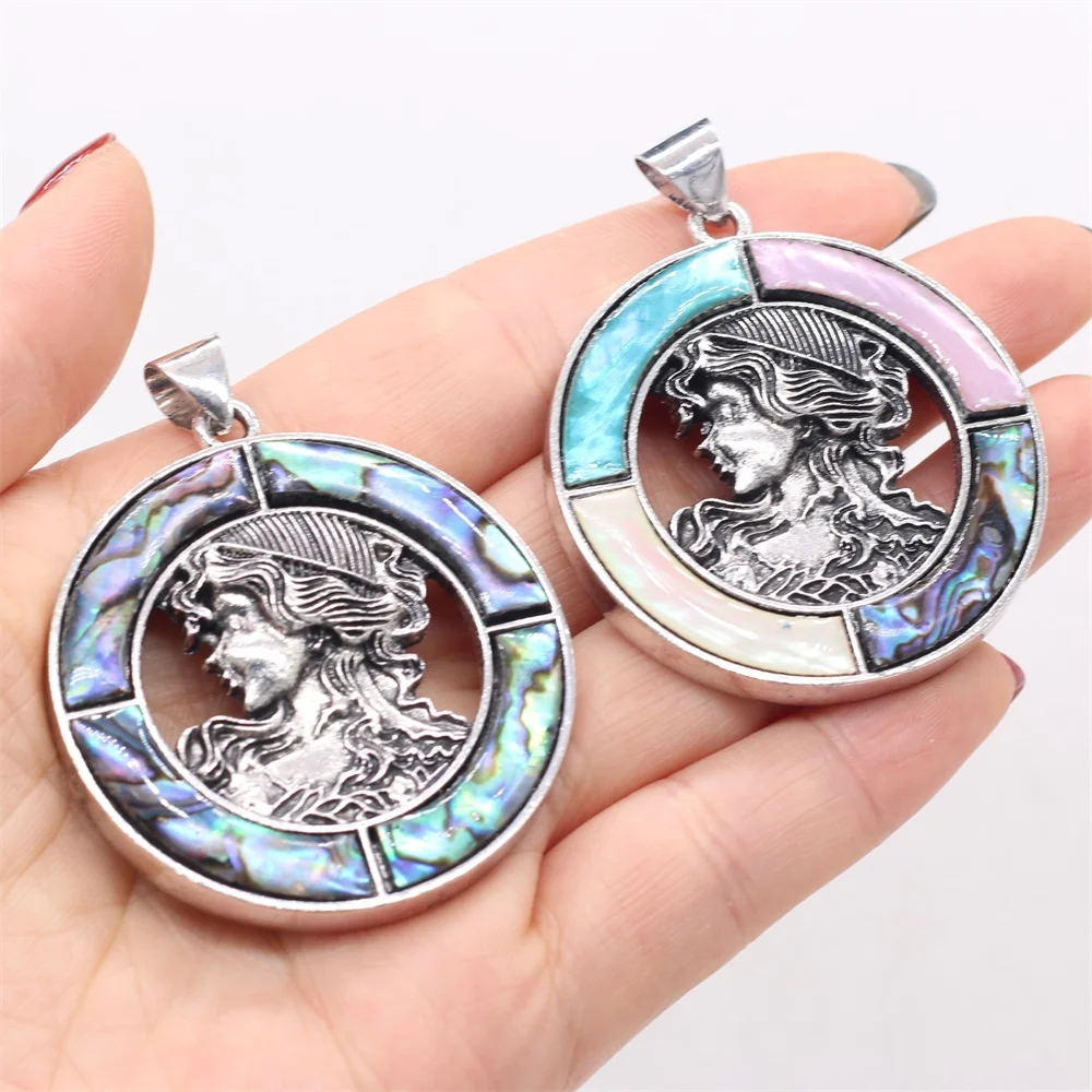 

New Style Fashion Natural Shell Round Pendant Charms For Jewelry Making DIY Necklace Anklet Accessory