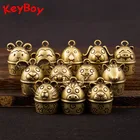Латунный Кулон 12 Колокольчик для животных Зодиака для брелка, подвеска для брелка, крыса, бык, тигр, кролик, дракон, змея, лошадь, овца, обезьяна, курица, собака, свинья
