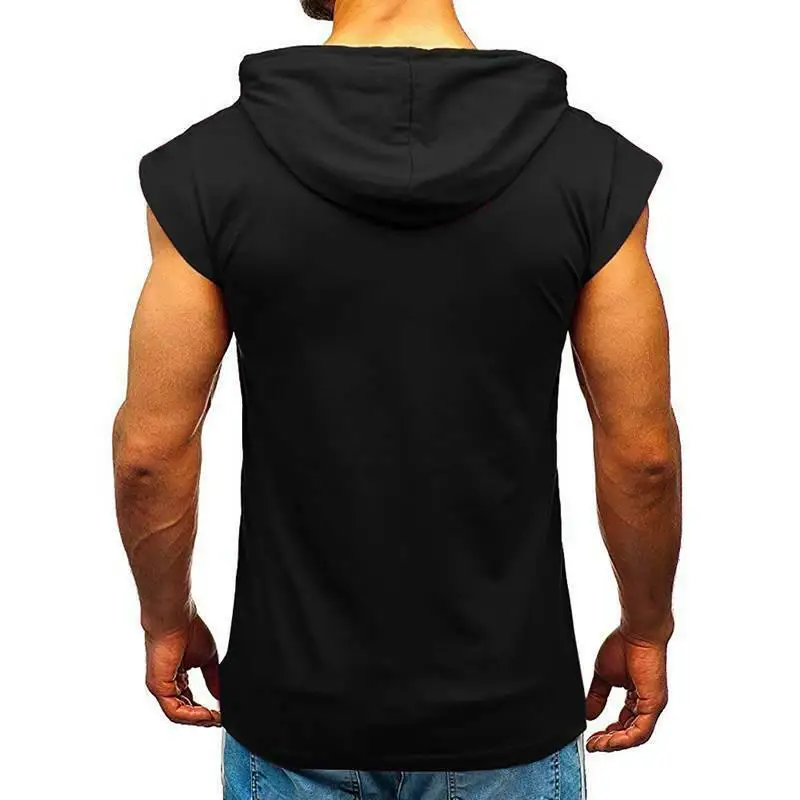 

Drawstring Mens Short Sleeve Hooded Shirt Muscle Male Summer Casual Sports Tees