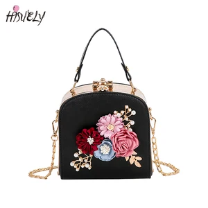 Маленькая квадратная сумка с металлической застежкой, модная обеденная диагональная Сумочка на плечо с цветком, клатч на плечо, кошельки через плечо, BG51, 2021