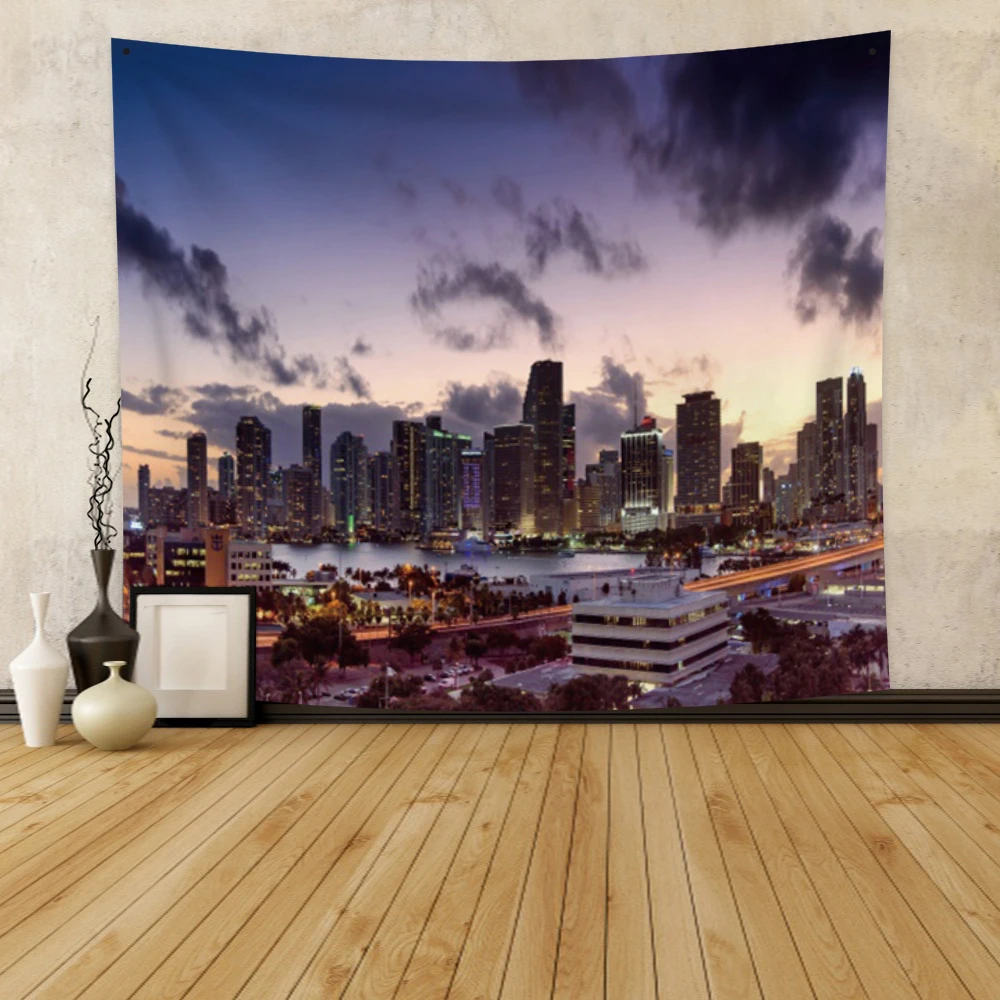 

Cassisy Fashion Tapestry City Night Building Lighting Wall Hanging Carpet Bedside Room Shop Festival Wedding Restaurant College