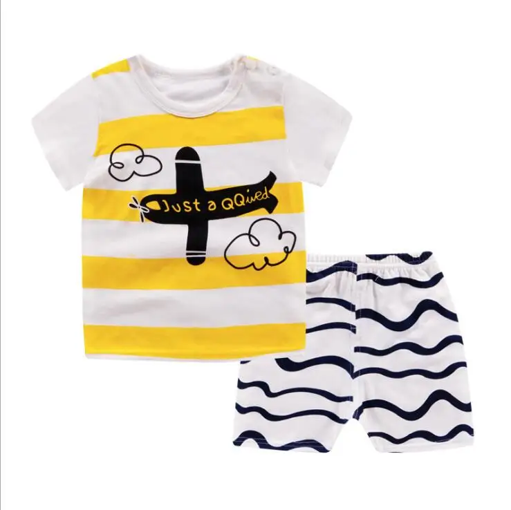 Hot Cartoon Cotton Summer Clothing Sets Baby Boy Girl Infant Fashion Outerwear Clothes Suit T-shirt+Pant baby Cloth | Детская одежда и