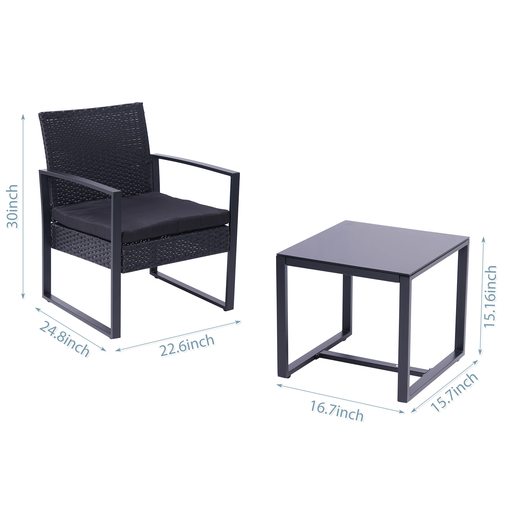 

(US)3 Pcs Patio Set Outdoor Wicker Patio Furniture Sets Modern Set Rattan Chair Conversation Sets Coffee Table For Yard Bistro