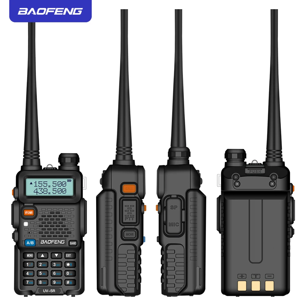 BAOFENG UV5R портативная рация 5 Вт UHF/VHF Двухдиапазонная двухсторонняя 1800 мАч емкость