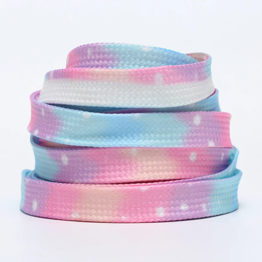

1 Pair Color Tie-Dye Shoelace Female Ins Trend Laces Shoe Off White Elasticity Flat Shoelaces Sport Boot Shoe Casual Men Laces