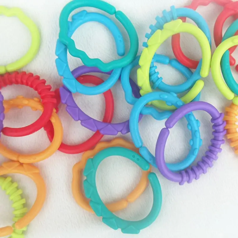 

24 Pcs Kids Molars Ring Linkables Newborns Baby Grip Rainbow Teething Chain Toys H37A