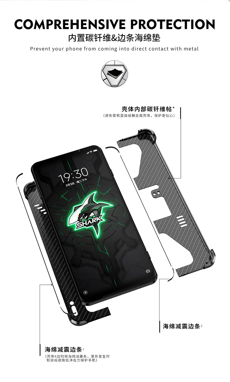 

Black Shark 3 Pro Luxury Metal Aluminum Back Case For Xiaomi Black Shark 4 Pro 3S 3 Back Bumper Case