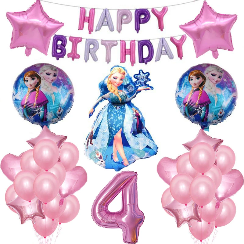 Globos de helio de princesa de Frozen de Elsa, Disney, n&uacute;mero de 32 pulgadas, decoraciones de fiesta de cumplea&ntilde;os para ni&ntilde;as, juguetes para ni&ntilde;os-0