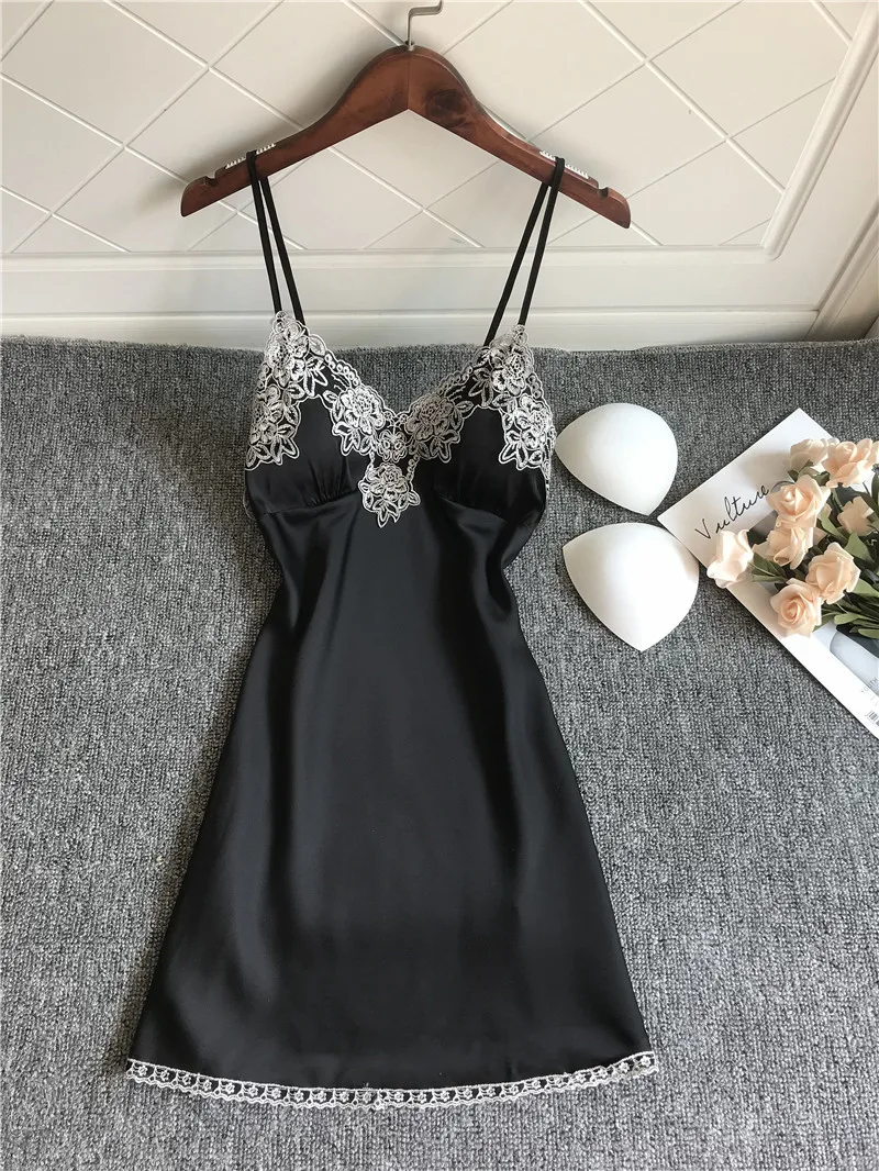 Нижнее белье домашняя одежда Женская Сексуальная Короткая атласная пижама с