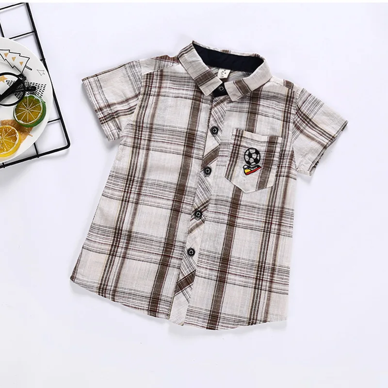 Новые хлопковые рубашки с короткими рукавами для маленьких мальчиков летние