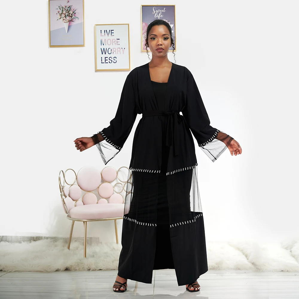 

Черный арабский Абая кимоно кардиган хиджаб мусульманское платье турецкая исламская одежда абайя для женщин Дубай Кафтан халат Femme Musulman