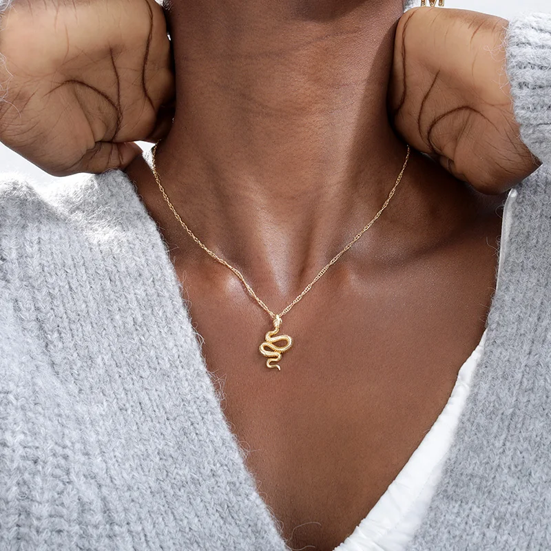 Snake Necklaces for Women New Animal Dangle Pendant Chain Necklace Minimalist Stainless Steel Trendy Female Jewelry Gift | Украшения и