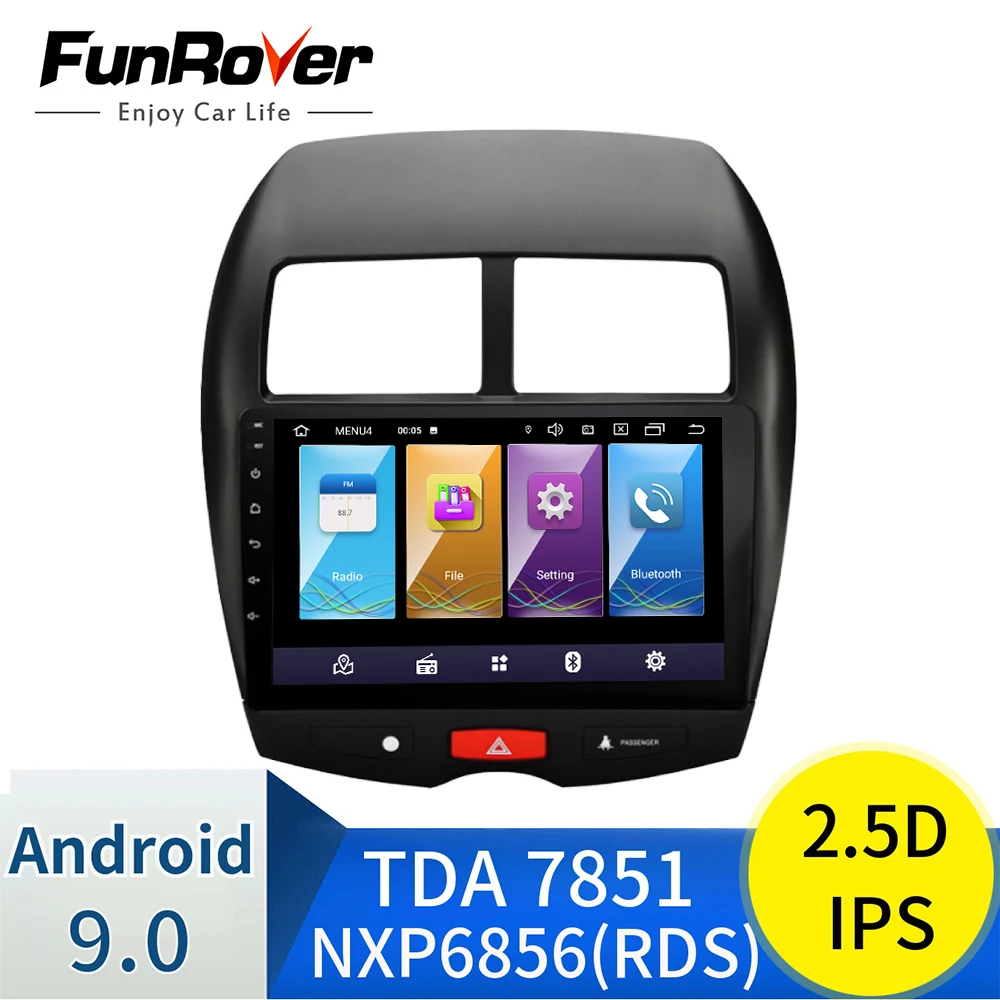 Funrover ips+ 2.5D android9.0 автомобильный dvd 10," мультимедийный плеер gps головное устройство для MITSUBISHI ASX 2011-17 стерео радио wifi bluetooth