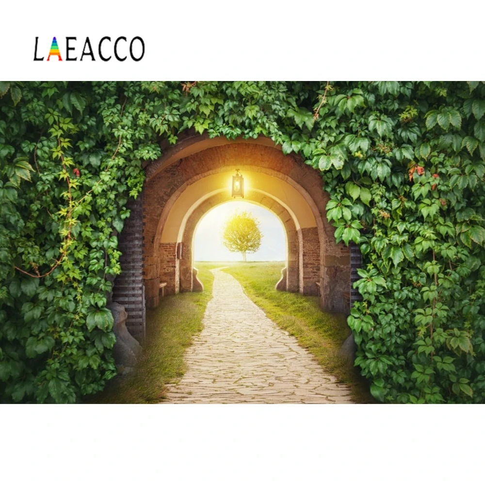Laeacco весенние зеленые травы туннель пассаж партии фотографические фоны Vinly