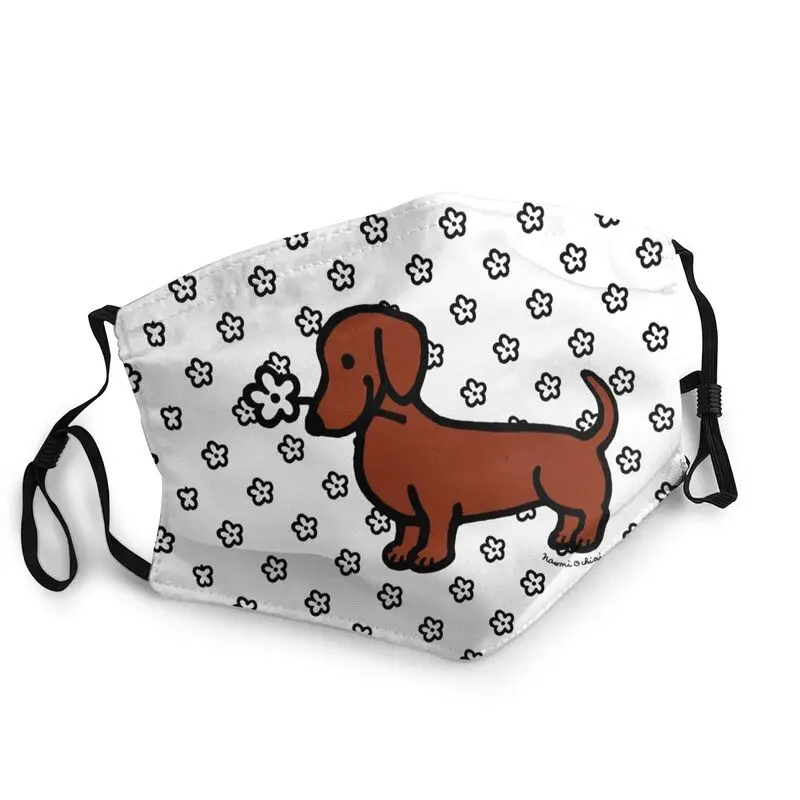 

Дышащая красная гладкая маска-такса барсука для рота с крошечными цветами Пылезащитная маска-респиратор для сосисок и собак