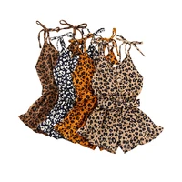 pudcoco fast shipping 4 colors infant baby girls leopard rompers overalls sleeveless button jumpsuits outfits summer