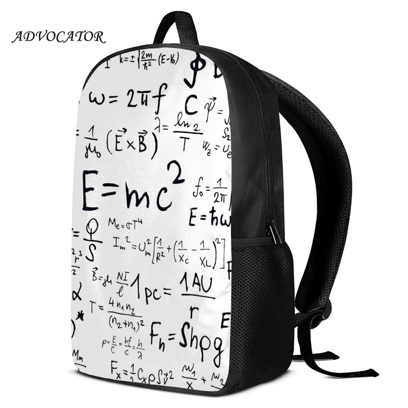 New Men School Backpack Ladies Shoulders School Bag Travel Fashion Bag Common Equations Design Mochila Infantil Masculina