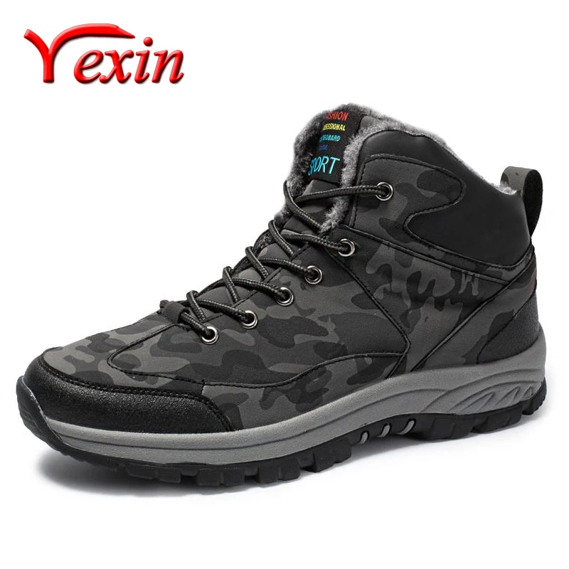 Брендовые кожаные водонепроницаемые мужские ботинки для снежной погоды зимние