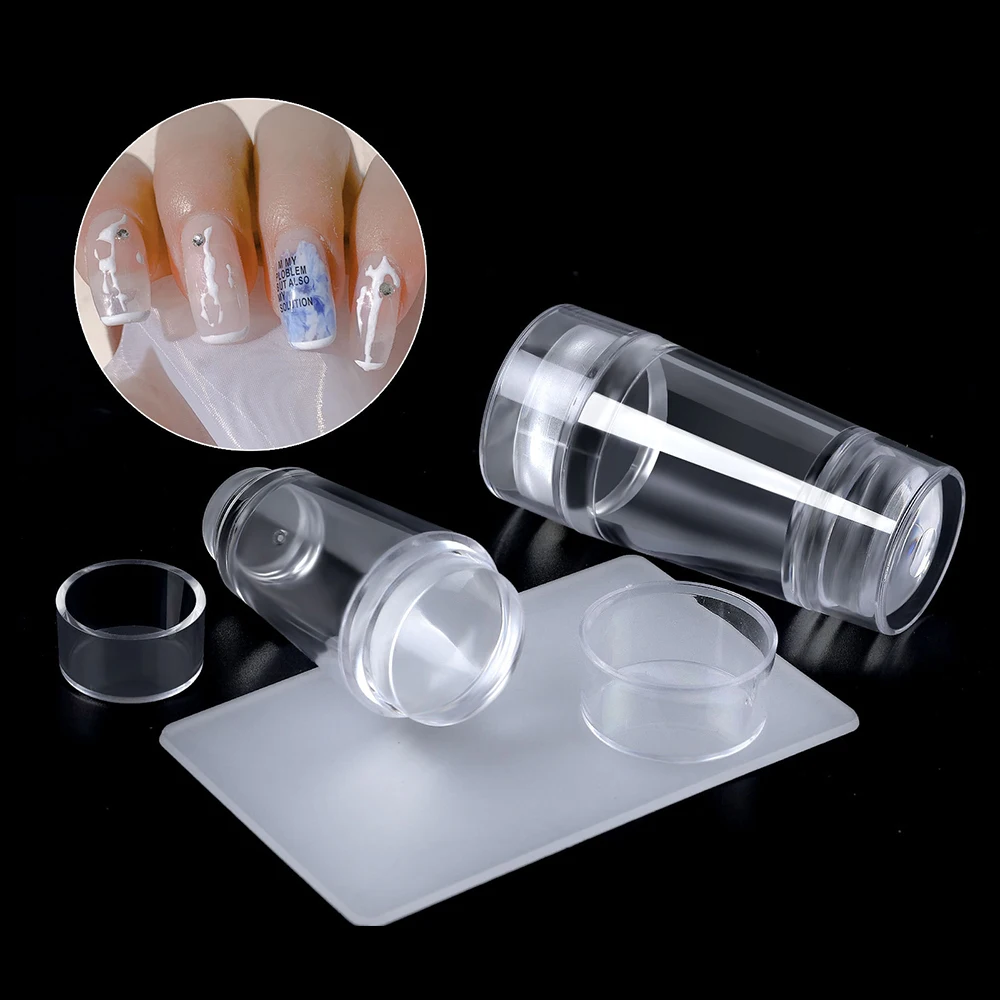 

Clear Jelly Nail Stamper Scraper Set Silicone Head Polish Stencil Template For Stamping Plate Nail Stamp Tool Manicure Tool Set