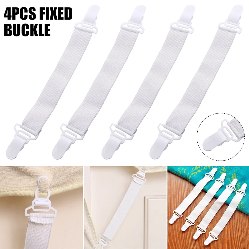 

4Pcs/Set Nylon Elastic Band Bed Sheet Fix Buckle Strong Plastic Clips Holder Bed Sheets Fasteners Clip uacr Clothes Pegs Laundry
