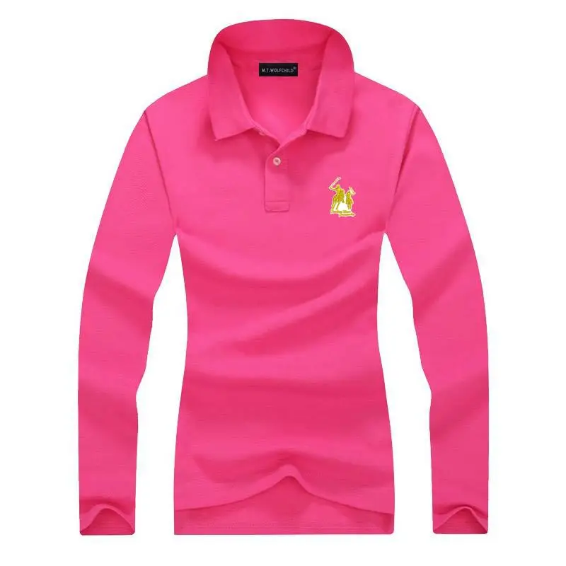 Высокое качество 2019 женские рубашки поло с длинными рукавами большой конь