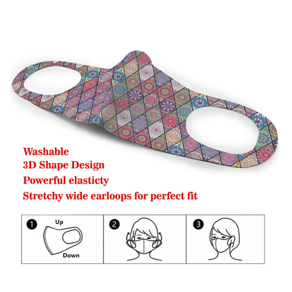 

Dust Mask Ancient Red Circle Weaving Diamond Splicing Mouth Face Cover Respirator for Adult Kid Washable Reusable Anti Pollution