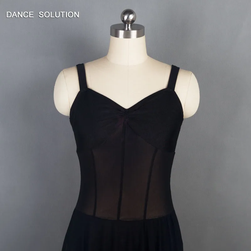 Черная майка из спандекса с длинной сетчатой юбкой современные танцевальные